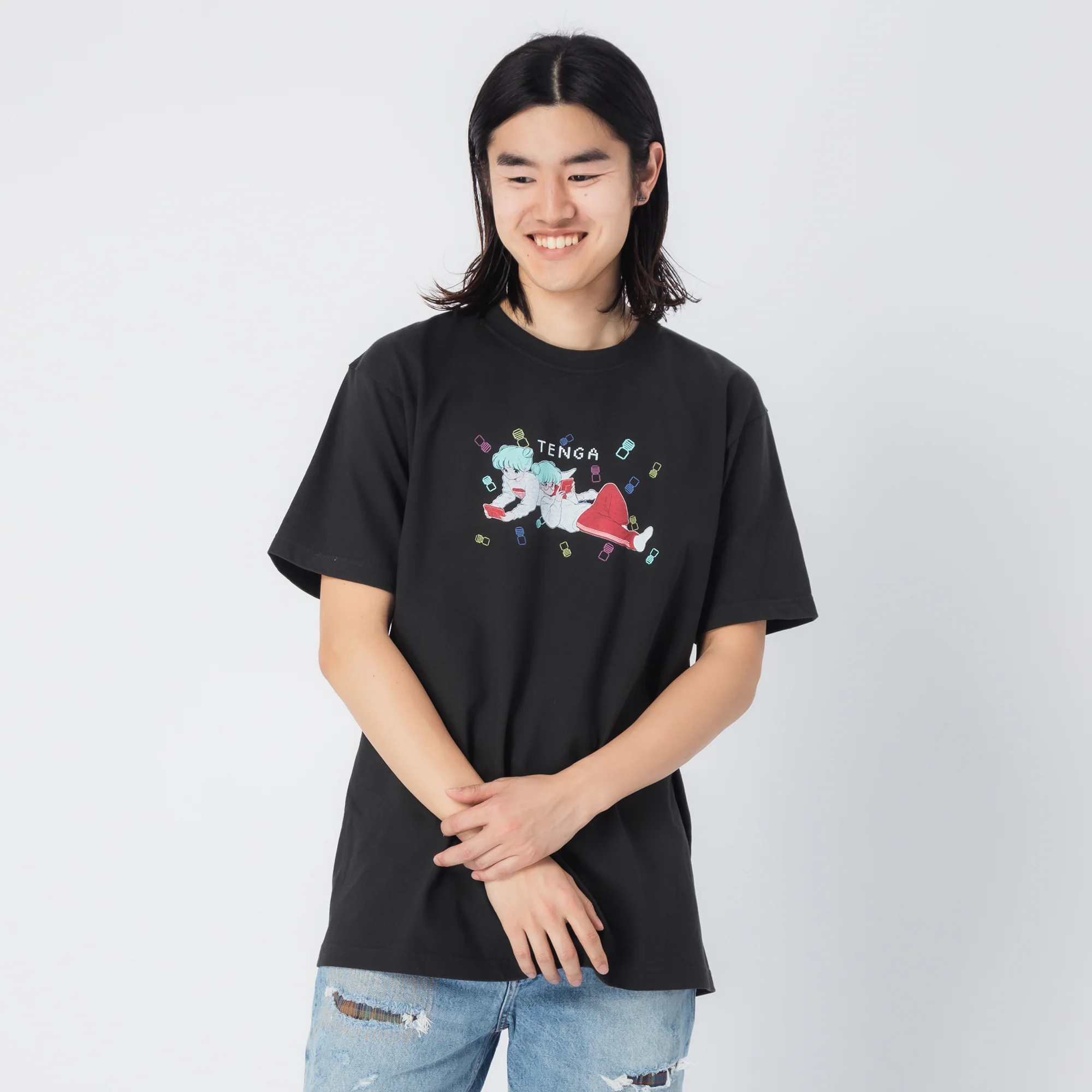 TENGA x Bob a.k.a En-Chan PLAY GAME 02 T-Shirt Smoky Black - Image 4